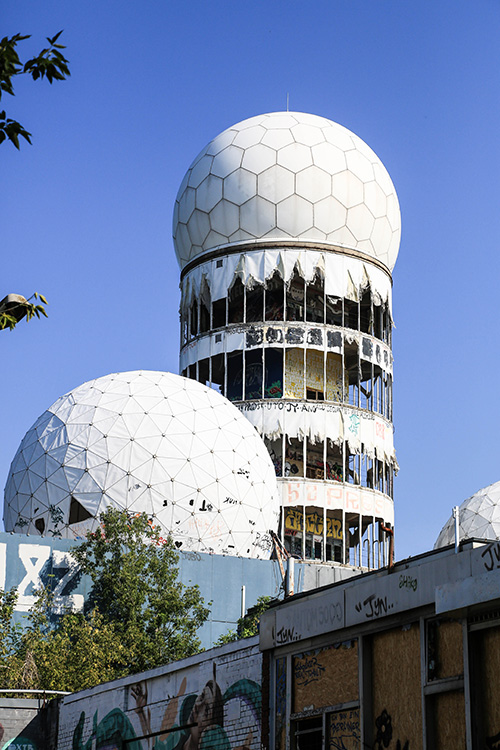 Geodesic spheres at the top of towers