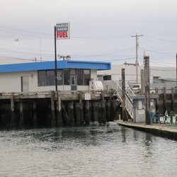 boat fueling station on an overcast day