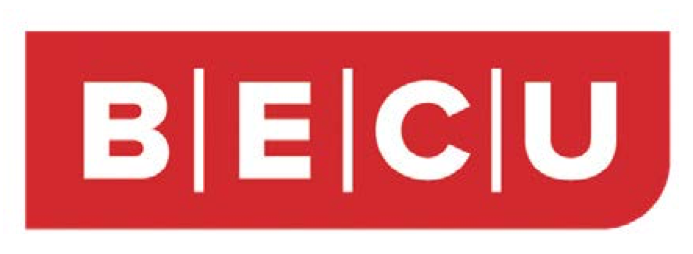 BECU Logo, white letters on a red rectangle with the lower right corner rounded