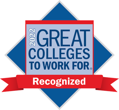 Great colleges to work for 2022 logo with the word recognized on it. 
