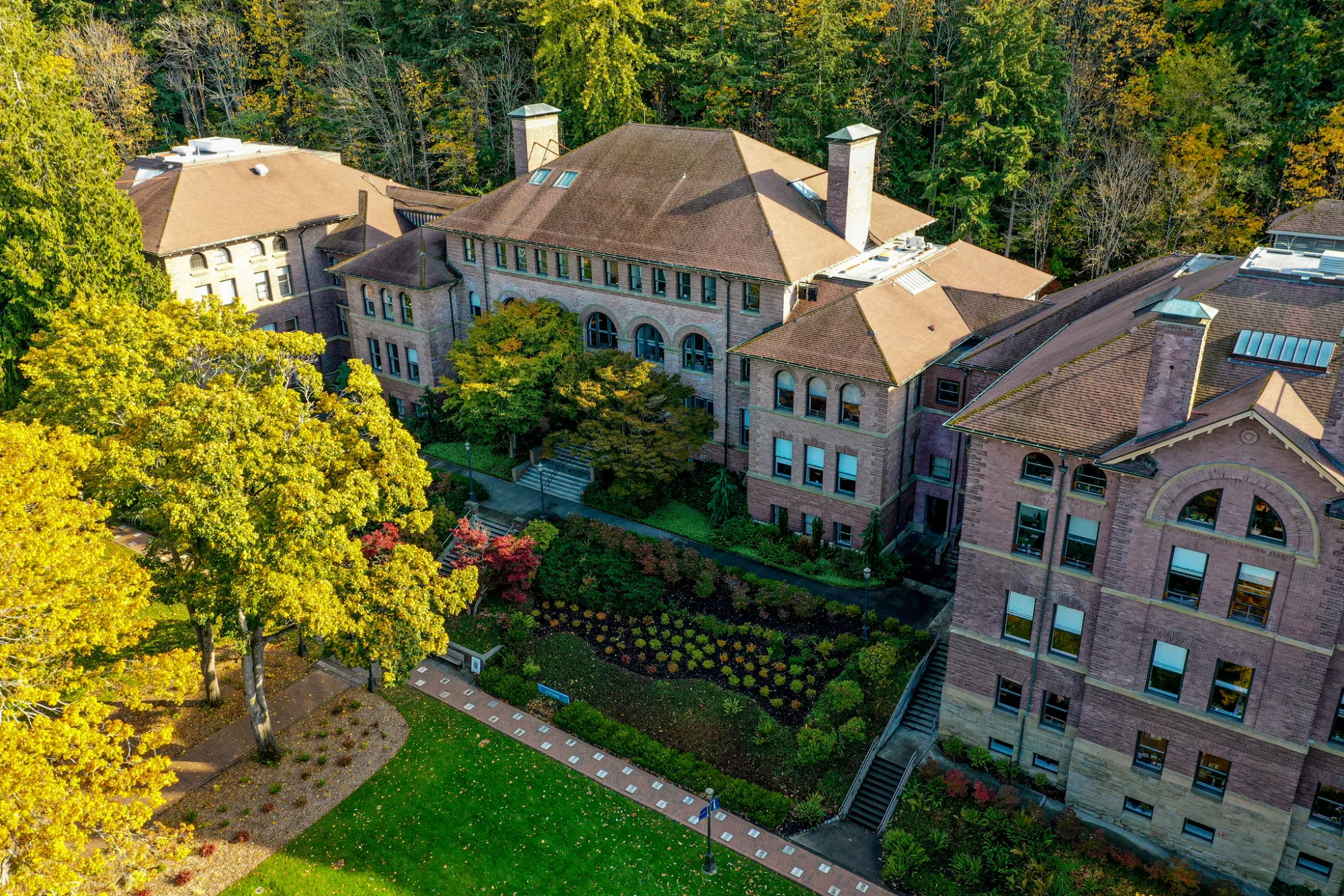Overhead drone view of Old Main