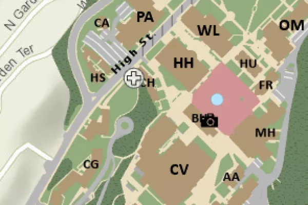 Interactive map section of campus