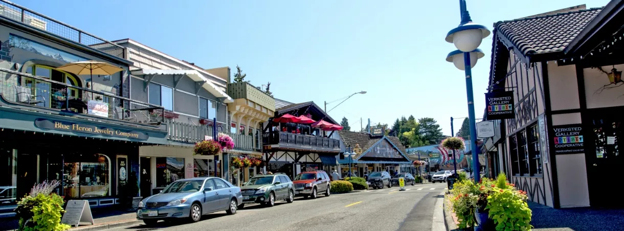 Downtown Poulsbo on a sunny day.