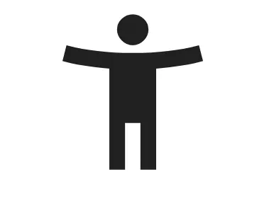 person with arms slightly up, accessibility icon